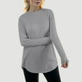 thumbnail image 4 of Fiaer Womens Long Sleeve T Shirts with Thumb Loose Fit Plus Size Tshirts Crew Neck Fall Solid Color Raglan Tops Grey XL, 4 of 4