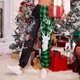 thumbnail image 5 of Pantalones de reno navideños para mujer Estampado a cuadros Cintura alta Algodón suave y agradable para la piel Pantalones navideños de poliéster para citas Navidad Verde L, 5 of 8