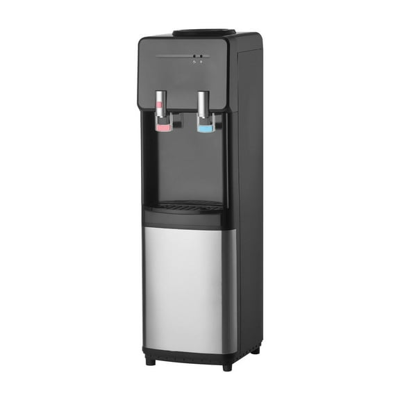 Water Cooler Dispenser, Top Loading Hot & Cold Water Dispenser for 3/5 Gallon Jugs, Stainless Steel, with Child Lock