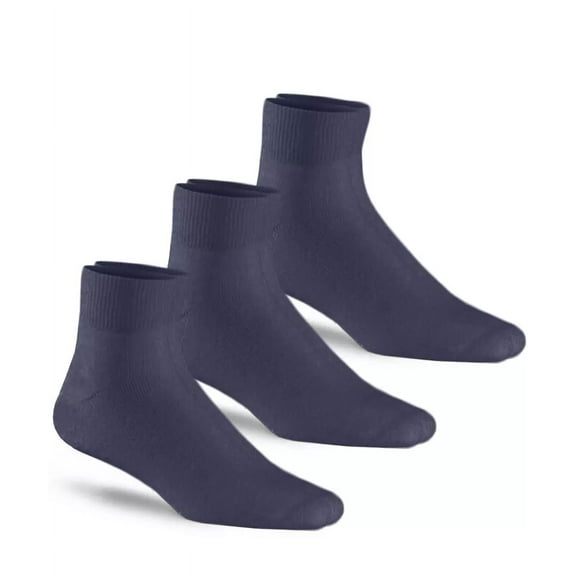 Jefferies Socks Mens Sport Seamless Cushion Navy Quarter Ankle Socks 3 Pair Pack