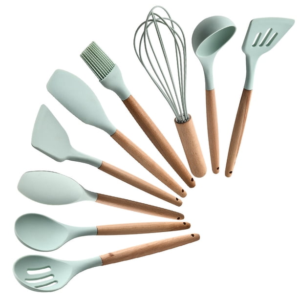 Kearding Espátula, cuchara para sopa, espumadera, batidor de huevos, olla antiadherente, utensilios de cocina, herramienta de cocina Cocina y Comedor juego de 9 piezas