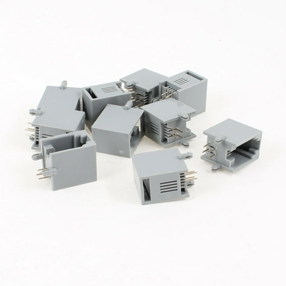 Unique Bargains 10pcs 90 Degree Push in Type RJ9 4P4C Network PCB Jacks Socket Gray