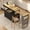 Black-Stretch, variant on ANPOO 81" Extendable Kitchen Island with Hidden Trash Cabinet, Rolling Kitchen Cart on Wheels with Dining Table, Power Outlet & 2 Drawers, White Farmhouse Mobile Island for Small Kitchen