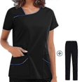 thumbnail image 1 of Uniformes de médico y enfermera para mujer, ropa de trabajo hospitalaria: blusa de manga corta y pantalón., 1 of 2