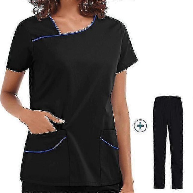 Uniformes de médico y enfermera para mujer, ropa de trabajo hospitalaria: blusa de manga corta y pantalón.