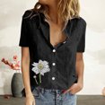 thumbnail image 2 of IROINNID Summer Tops For Women Under $10 Comfy Turn down Neck Short Sleeve Print Leisure Short Sleeves Tops On Sale, 2 of 8