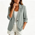 thumbnail image 6 of sdhkgrrt Women Summer Collared 3/4 Sleeve Button Down Blazer Casual Open Front Basic Jacket Tops Lightweight Office Work Outfits, Dark Gray XL, 6 of 8
