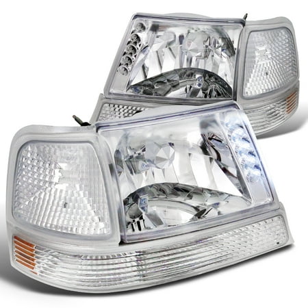 Ford Ranger Clear Headlight - Spec-D Tuning For 1998-2000 Ford Ranger Chrome Led Headlights + Clear Corner Signal Lamps (Left+Right) 1998 1999 2000