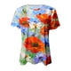 thumbnail image 4 of Blusa informal de manga corta con cuello redondo y estampado de verano a la moda para mujer Pompotops hfajkhk134183, 4 of 5