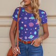thumbnail image 6 of Kdxio Space for Women's Short-Sleeved Onesie Stylish Round Neck Pajamas Bodysuit Jumpsuit Nightwear-XX-Large, 6 of 7