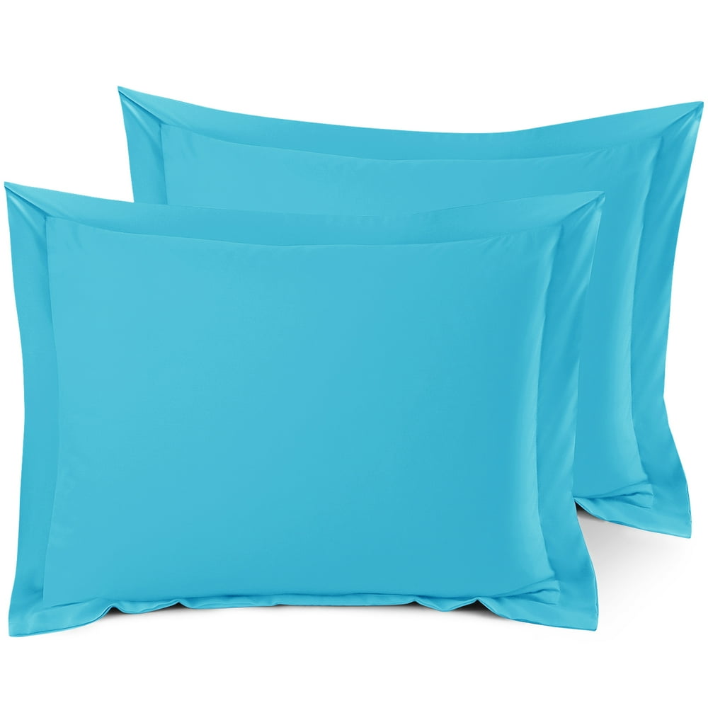 Set of 2 Standard 20"x26" Size Pillow Shams Beach Blue, Hotel Luxury