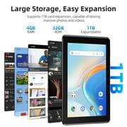 Android Tablet 7 inch, Android 12 Tablet, 4GB RAM 32GB ROM, Quad-Core Processor, Dual Camera, WiFi, 128GB Expand, Game, GMS Certified Tablets for Kids