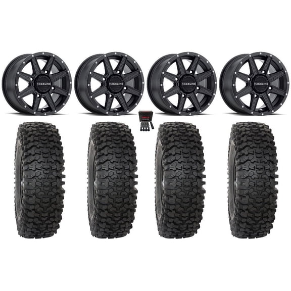 Raceline Hostage 14" Wheels Black 30" RC500 Tires Can-Am Maverick X3 / Honda Pioneer 1000 / Talon
