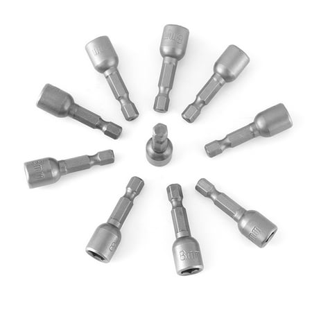 

10pcs/set 1/4 Shank Metric Hex Socket Magnetic Nut Driver Set for Power Drills