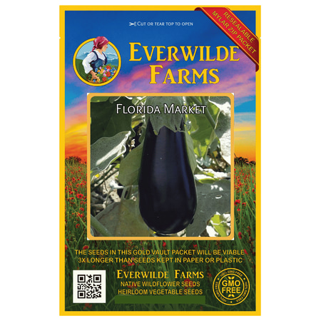 Everwilde Farms - 250 Florida Market Eggplant Seeds - Gold Vault Jumbo Bulk Seed