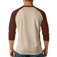 thumbnail image 7 of VSSSJ Mens Color Block Henley Shirt Long Sleeve Button Round Neck Raglan Shirt Fitness Gym Comfortable Athletic Workout T Shirt Tops Wine XXXL, 7 of 7