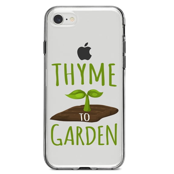 DistinctInk Clear Shockproof Hybrid Case for iPhone 7 8 SE (2020 Model) 4.7" Screen TPU Bumper Acrylic Back Tempered Glass Screen Protector - Thyme to Garden