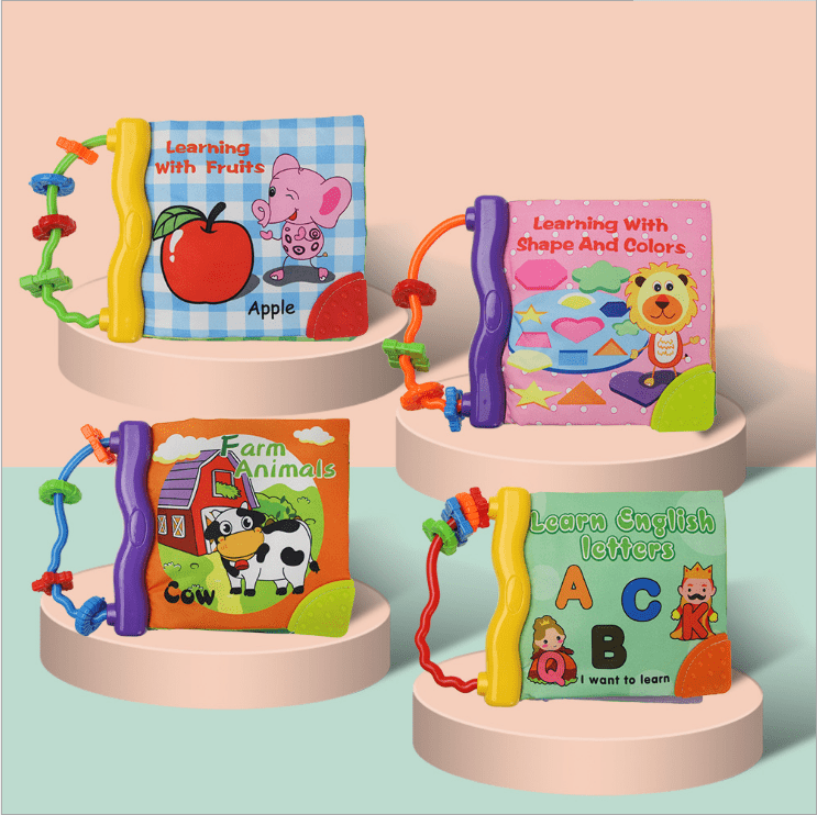 Animal Fabric Cloth Book,Soft Tails Books,Soft Activity Crinkle Book Toys for Early Education for Babies,Toddlers,Infants,Kids with Teether Ring & Gift Box, Teething Book Baby