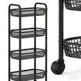 thumbnail image 6 of NOBRAND 5-Tier Black Metal Rolling Utility Cart with Mesh Baskets, Mobile Organizer, 18.4" x 10.1" x 39.8", 1-Count, 6 of 6