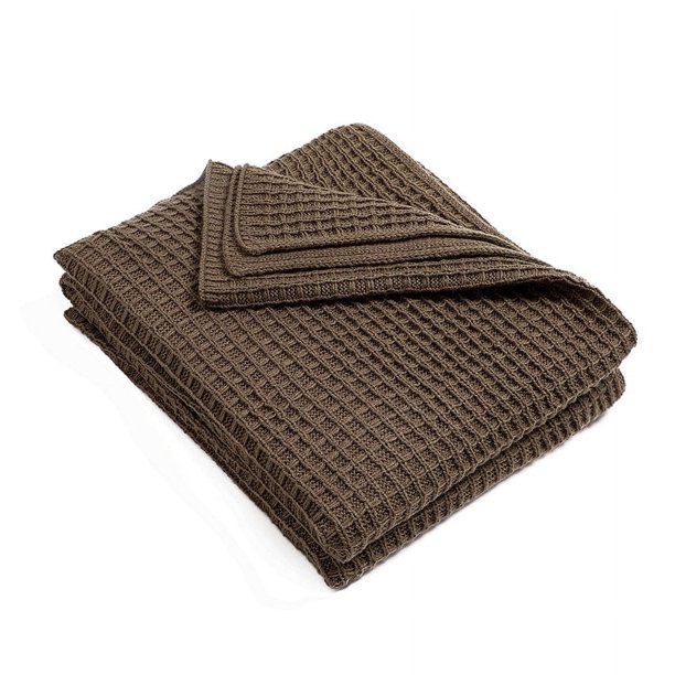Homgreen Cotton Waffle Weave Blanket King Luxury Decorative Soft 