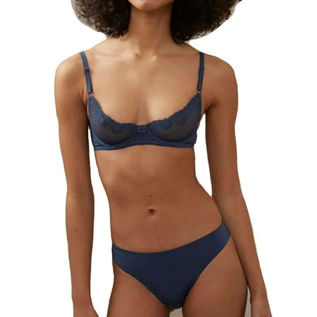 

Women s Timpa 16449 Alice Lace Underwire Demi Bra (Dark Denim 36B)