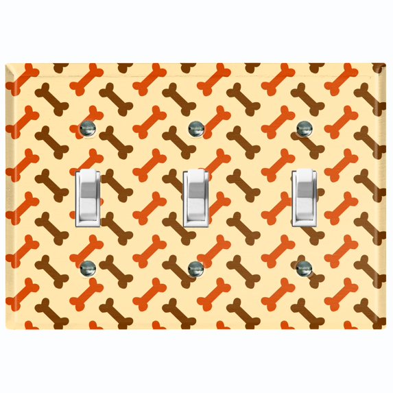 Metal Light Switch Plate Cover Dog Bone Treats Orange Brown Beige DOG026