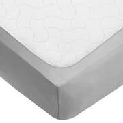 American Baby Company Crib Bedding Bundle Set, a 100% Cotton Fitted Standard Crib Sheet and a Quilt-Like Flat Crib Protective Mattress Pad Cover, Gray, for Boys and Girls