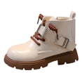 thumbnail image 5 of Girls Ankle Boots Kids Fashion Buckle Strap Riding Booties Lace up Zipper Lug Sole Round Toe Winter Short Boots, 5 of 5