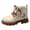 Beige, variant on Girl's Lace Up Leather Ankle Boots Toddler Comfortable Wide Toe Box Combat Booties Kids Slip On Dress Shoes Beige Size 11 Little Child