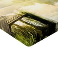 thumbnail image 2 of Ambesonne Nature Fitted Sheet, Boat by Foggy Lake Deck, Queen Size, Olive Green White, 2 of 3