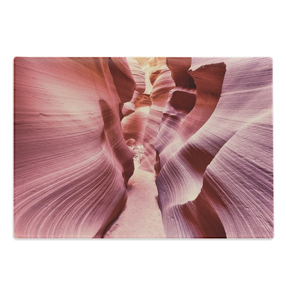Arizona Cutting Board, Famous Antelope Canyon at USA Southwest Riverbed Sandstone Rocks Image, Decorative Tempered Glass Cutting and Serving Board, in 3 Sizes, by Ambesonne