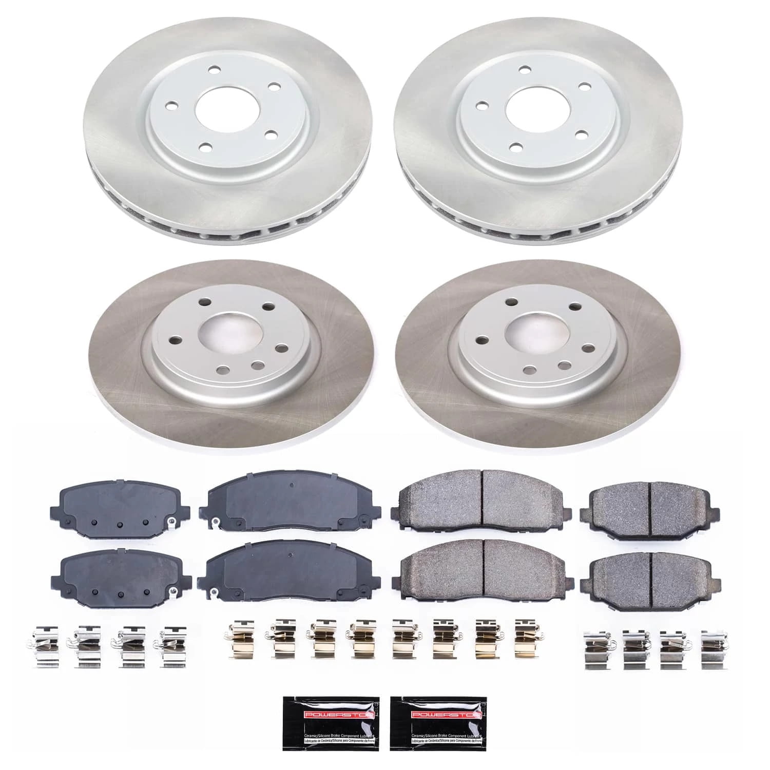 PowerStop Front and Rear Semi-Coated Rotor and Low-Dust Ceramic Brake Pad Kit SC5960