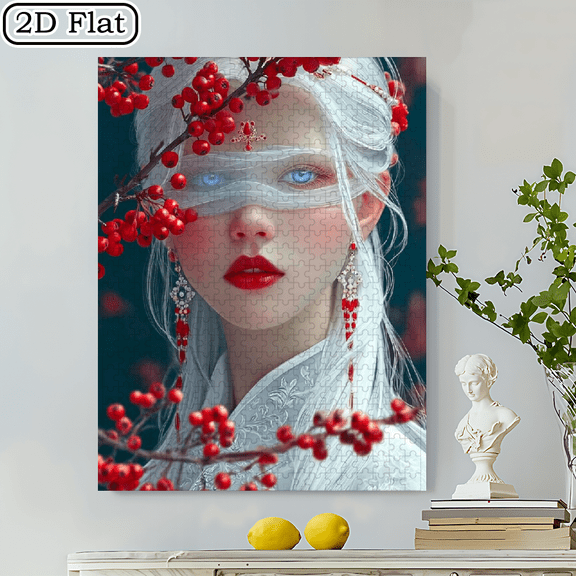 500pcs Red-White Figure Puzzle 20.5x15 Inches Cardboard Jigsaw, Stress-Relief Brain-Teasing Fun for Adults/Couples/Families/Gamers, for art-Inspired Relaxing Puzzle for Art Enthusiasts - Ideal New