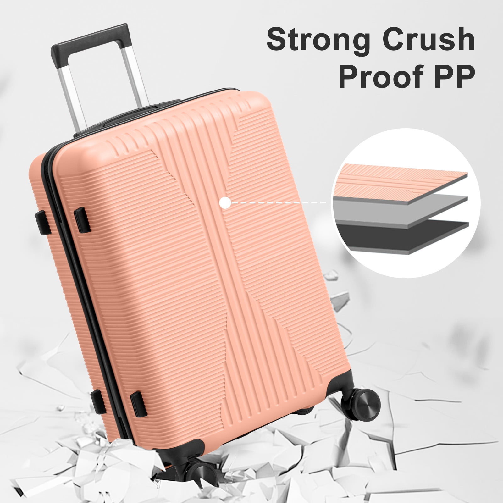 PP Trolley Case, 28in Travel Suitcase, Pink