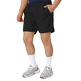 thumbnail image 3 of Huanglei Men's Casual Shorts ,Linen Drawstring Waist Loose Fit Shorts For Men Solid Color Casual Beachwear 3/4 Length Summer Trousers (Black ,Large), 3 of 5