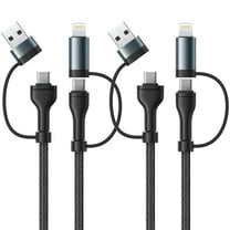 Aioneus 4 in 1 Fast Charging Cable USB C 60W 6FT Braided Multi Charger Cord Compatible with iPhone iPad MacBook Samsung, Black (2Pack)