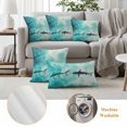 thumbnail image 6 of Pack of 2 Outdoor Pillow Covers 24x24 Inch Waterproof Ocean Shark Throw Pillow Covers,Decorative Couch Pillow Shams Protectors Teal Green Wave Summer Beach Coastal Patio Pillowcases Cushion Covers, 6 of 8