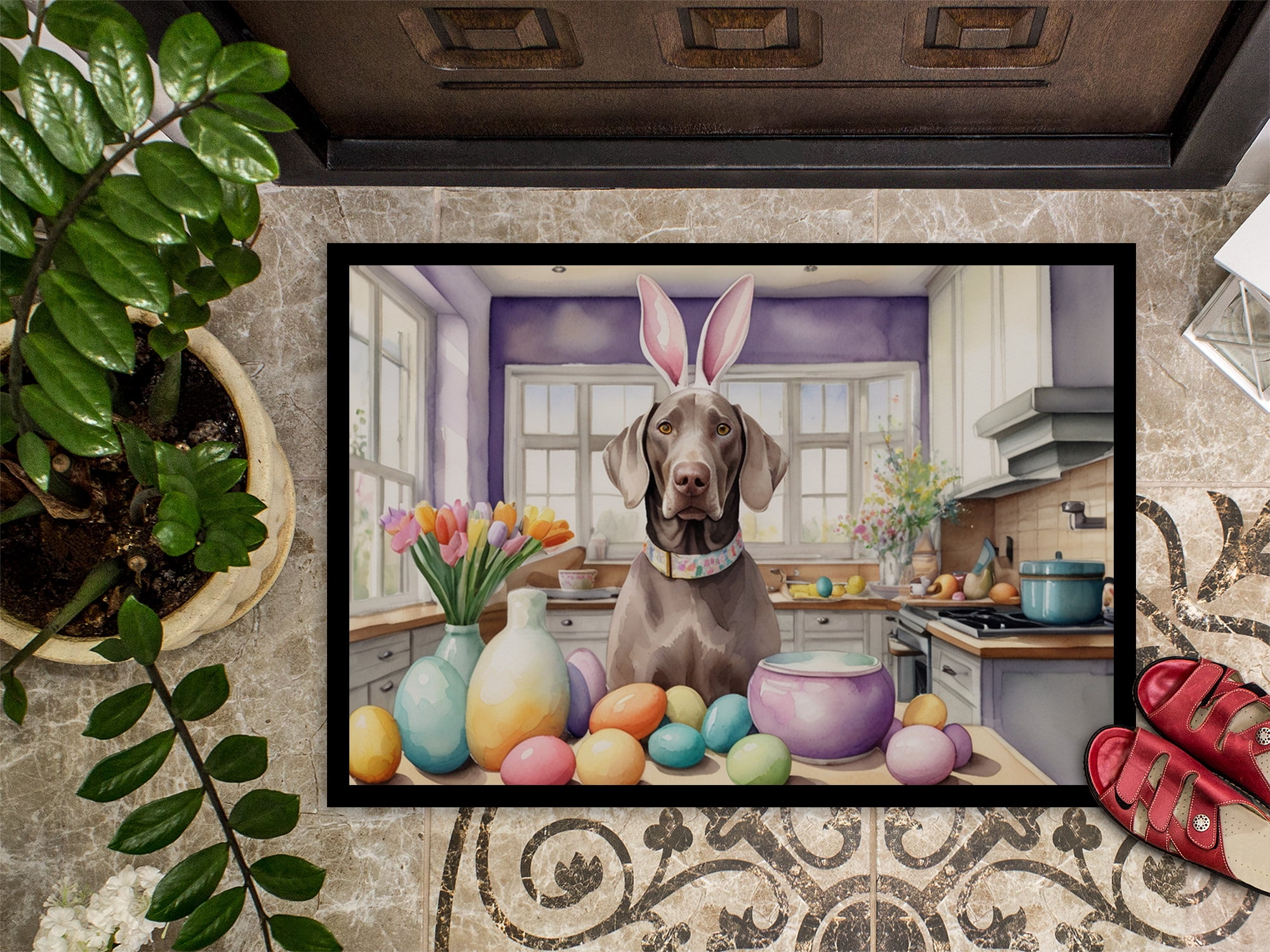 Decorating Easter Weimaraner Doormat 27 in x 18 in