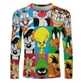 thumbnail image 2 of Looney Tunes Men's Graphic T Shirts Long Sleeve Printed Tee Tops Autumn Casual T-Shirt Fall Clothes S, 2 of 6
