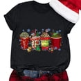 thumbnail image 1 of Gibobby Tops navideños para mujer Navidad Casual Navidad Muñeco de nieve Impresión Cuello redondo Manga corta Camiseta suelta Blusa Tops(Negro,CH), 1 of 5