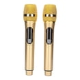 thumbnail image 2 of Micrófono inalámbrico 1 para 2 pantallas LED, micrófono inalámbrico de Karaoke portátil para conferencias en casa al aire libre, color dorado, 2 of 8