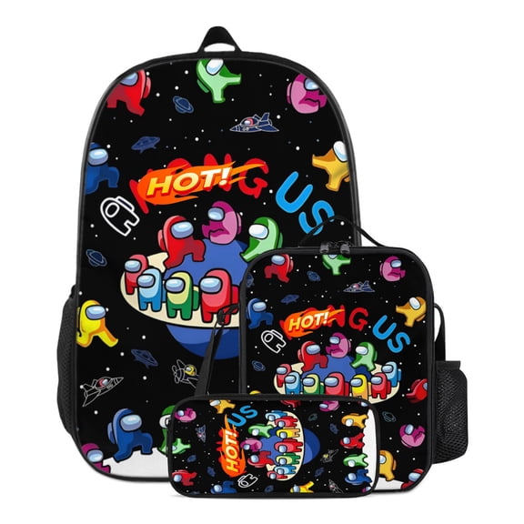3 Piece Backpack Set, Graphic Print Travel Backpack with Utility Carry Bag and Organizer Pouch, Lightweight Casual Daypack, Multi Pocket Book Storage Bag, Colorful Printed Design