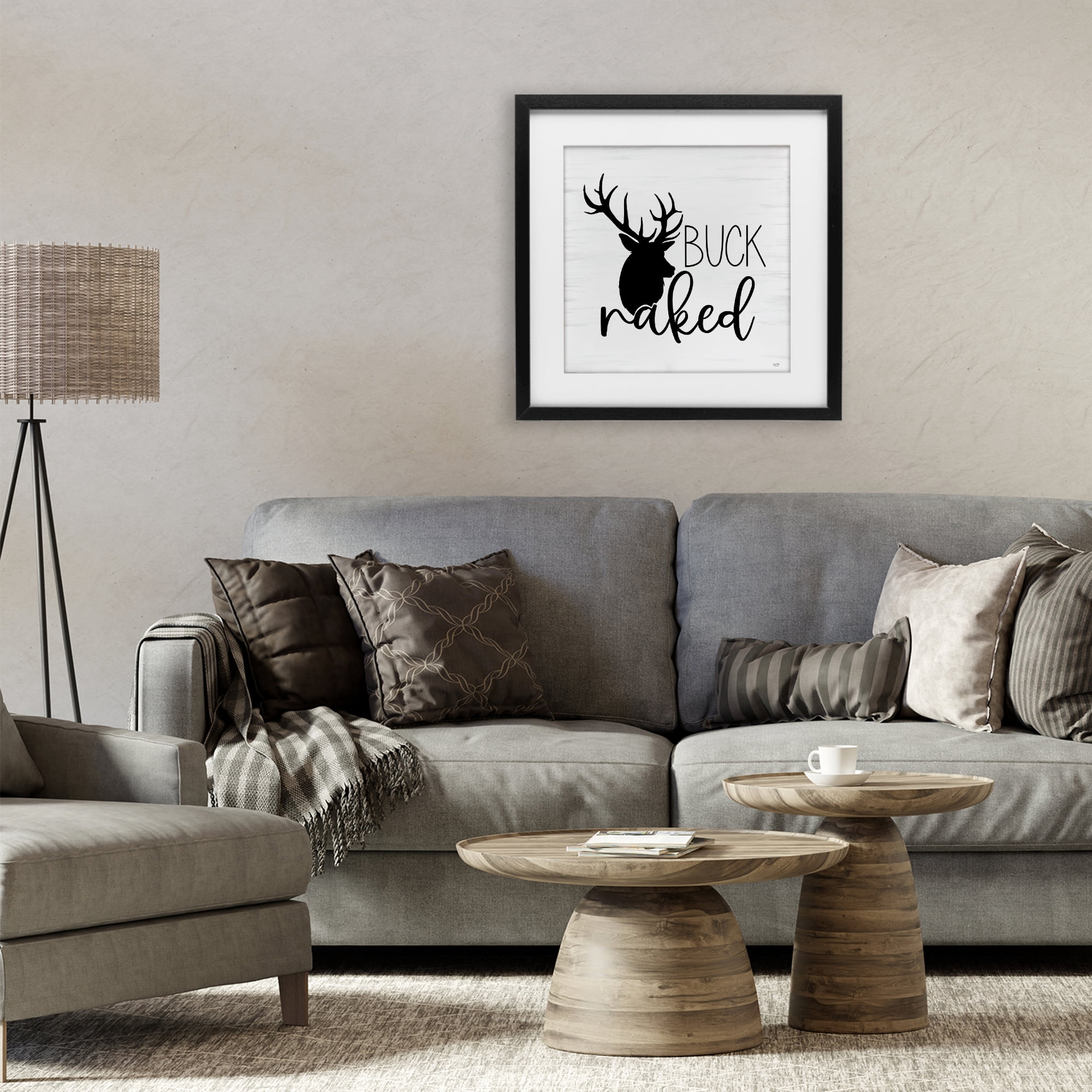Stupell Industries Buck Naked Silhouette Black Framed Print Under Glass, design by Lux + Me Designs