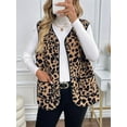 thumbnail image 6 of Women Spring Fall Beach Casual V Neck Sleeveless Vintage Leopard Print Jacket Coat Vest Cardigan Coffee Brown L, 6 of 9