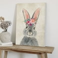 thumbnail image 5 of WFSposter Retro Bunny Rabbit Canvas Wall Art Country Animal Painting Cute Rabbit with Garland Wall Décor Home Artwork for Nursery Decor Bathroom Bedroom Kitchen Kid's Room Decoration 12x16in Framed, 5 of 7
