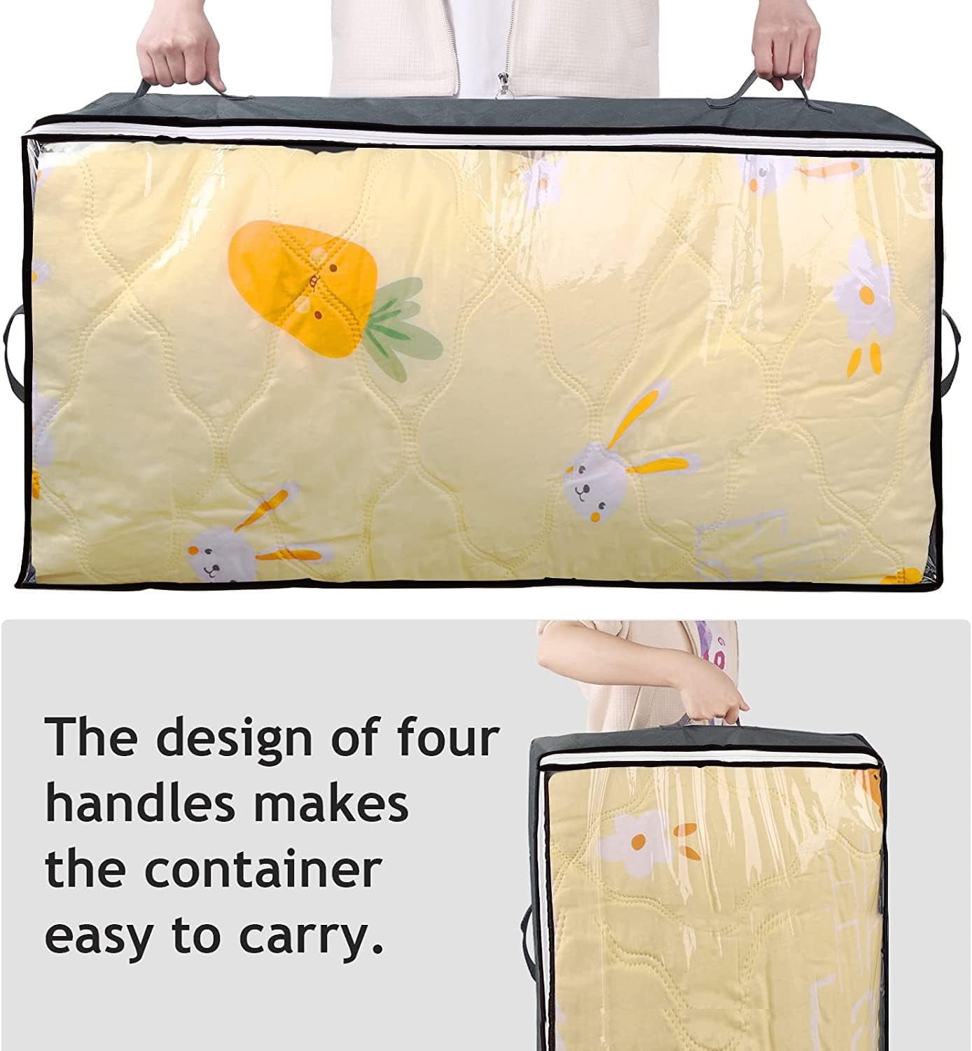 GRAREND Under Bed Storage Bags, Closet Organizer for Clothes, Shoes, Pillows, Blanket Storage- 4Pcs