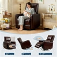 thumbnail image 3 of Swivel Recliner Chair, Deep Seat PU Leather Sofa Chair with high Backrest, Rocking Accent Chair for Nursery, Living Room, Bedroom & Home Movie Theater, Brown, 3 of 8