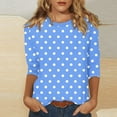 thumbnail image 2 of LISTHA Womens 3/4 Sleeve Tops Polka Dot Summer Shirts Crew Neck Workout Spring Tunic Tops Casual Going Out Blouses Sky Blue 2XL, 2 of 5