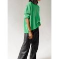 thumbnail image 4 of Women Long Sleeve Knit Sweater Jumper O Neck Tops Pullovers Casual Loose Sweater Green One Size, 4 of 5