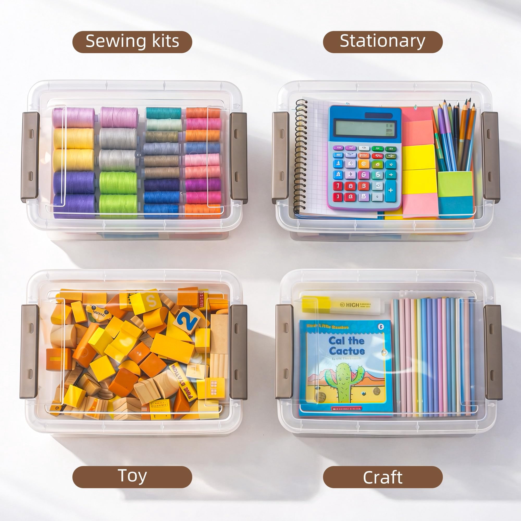 3 PCS Clear Plastic Storage Bins with Latching Lids Stackable Portable Organizers for Documents Photos Scrapbook B5 Paper Storage Containers